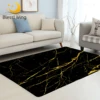 BlessLiving Marble Large Carpet for Bedroom Modern Floor Mat Texture Soft Area Rug Black Golden Granite Alfombra Dropship 1pc 1