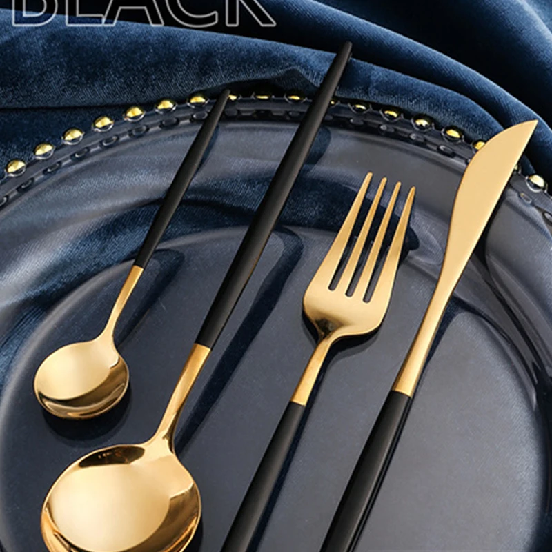 

4PCs/Set Stainless Steel Spoon Fork Knife Dinnerware Sets Storage Gift Box Coffee Snacks Fruit Dessert Fork Spoon Kitchen Tools