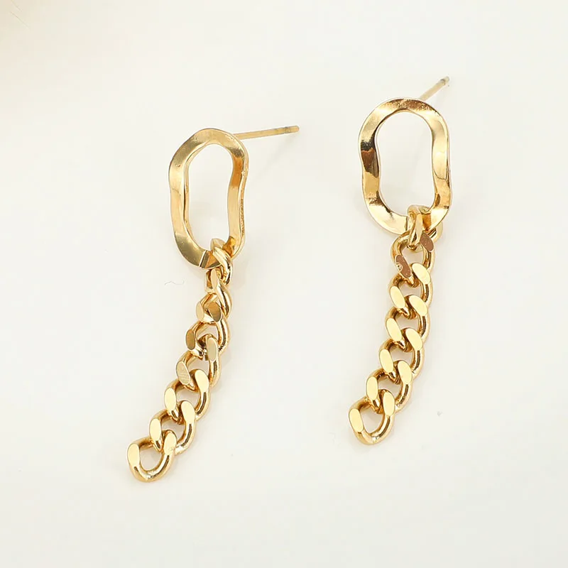 

European And American Fashion New Earrings Women's Long Tassel Stainless Steel Temperament Chain Earrings Titanium Steel Earring