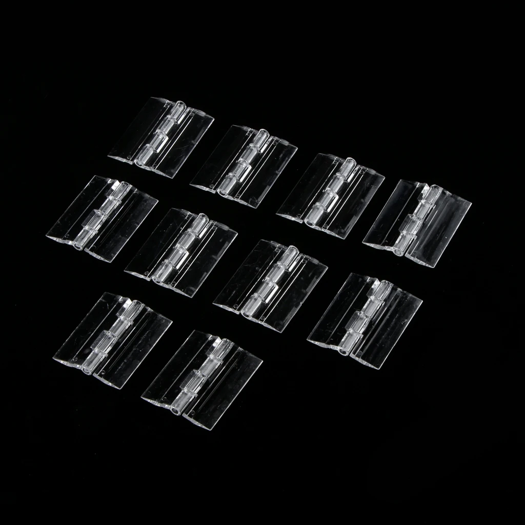

Pack Of 10 Clear Acrylic Piano Door Continuous Hinges 45x38mm Plexigalss