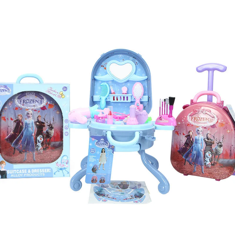 

Disney New Frozen 2 elsa anna Makeup set girls Trolley case Cosmetic box Handbag Suitcase kids Dressing dream toy