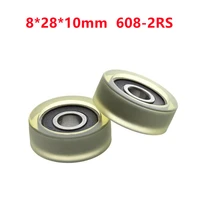 10pcs50pcs 82810mm silent guide wheel of conveyor belt polyurethane pu 608 608rs roller bearing friction pulley 8x28x10mm