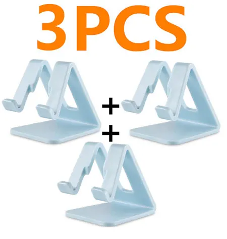 3pcs blue Универсальный настольный держатель для планшета, мобильного телефона, держатель с противоударной силиконовой накладкой, крепкая пластиковая подставка-держатель для сотового телефона, крепление - Цвет: 3pcs blue