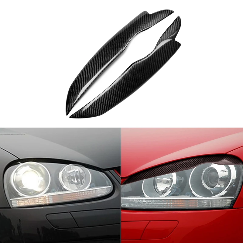 For Volkswagen VW Golf 5 V Mk5 2005-2009 Real Carbon Fiber Headlight Cover Eyebrow Eyelids Car Sticker Trim Headlight Protector
