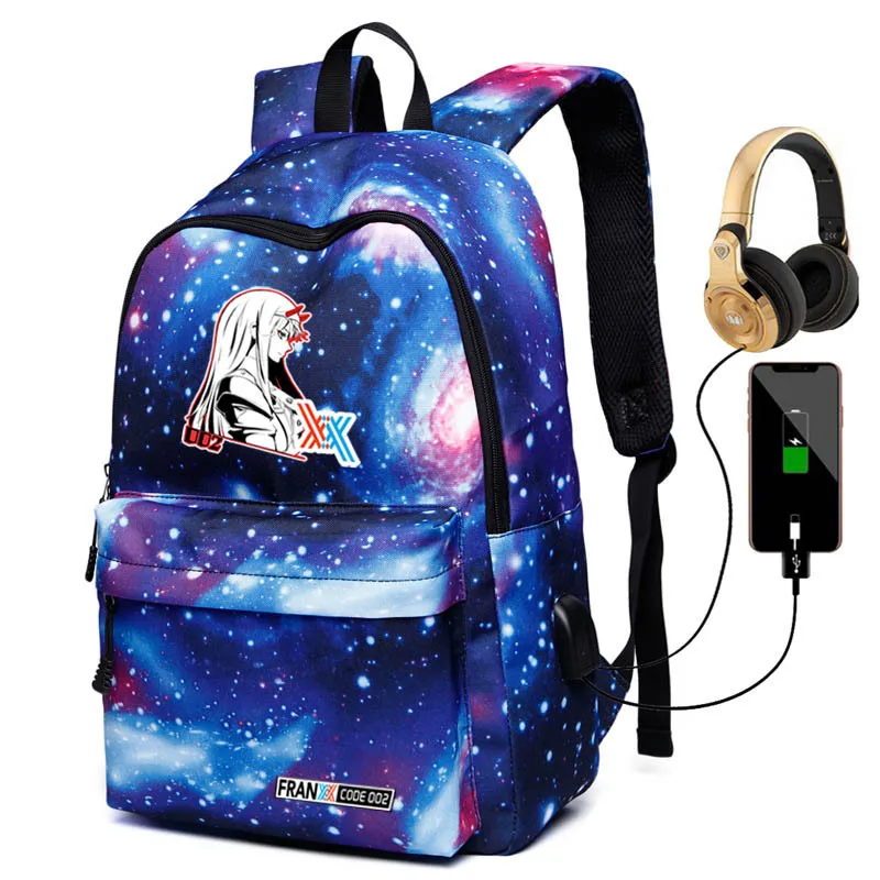 Рюкзак для ноутбука Darling In The FranXX Starry HIRO ZERO с двумя usb зарядками большие школьные