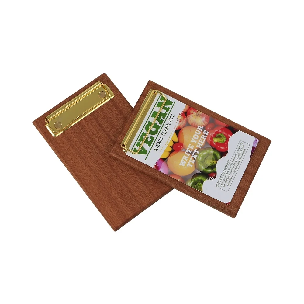 

Restaurant Bill Memo Clip Board Wood File Writing Cushion Holder