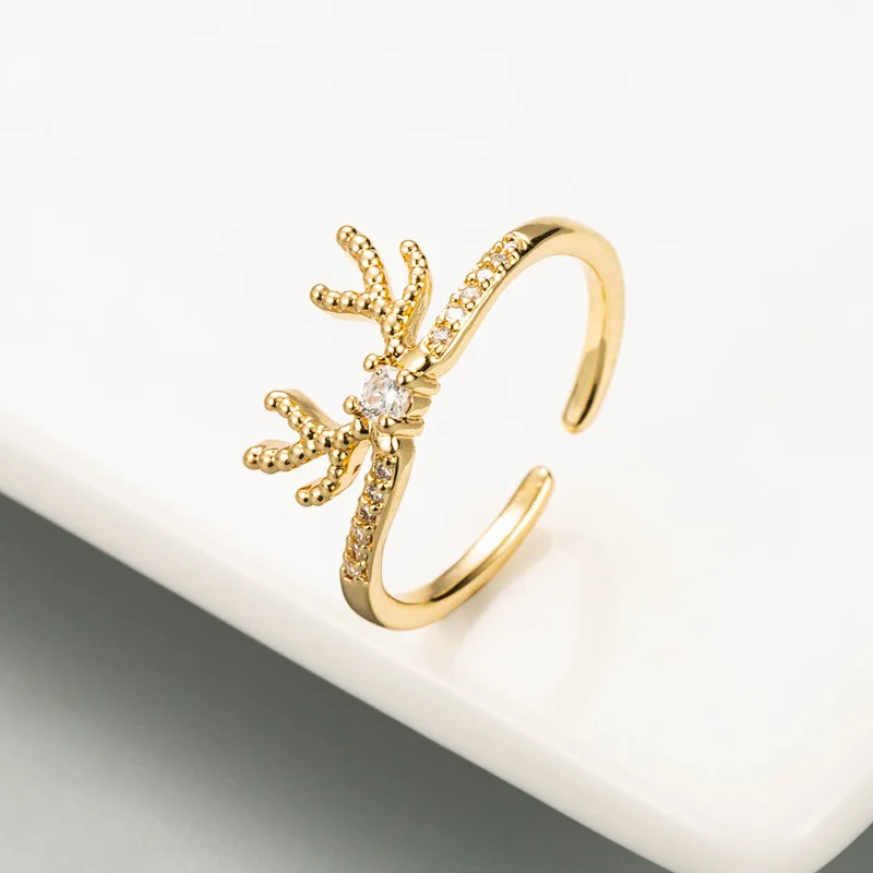 

Christmas Gift Cold Wind Christmas Love Elk Shape Ring Creative Opening Ring Adjustable Ladies Ring Couple Ring Free Shipping
