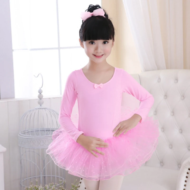 Балетное платье для девочек пачка в горошек с короткими рукавами и сеткой танцев