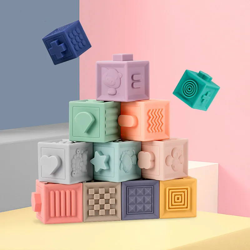 12 шт./компл. детских ручных игрушек строительные блоки 3D сенсорные руки мягкие Мячи Детские массажные с резиновым покрытием Прорезыватель сжимаемая игрушка мяч для ванной игрушки