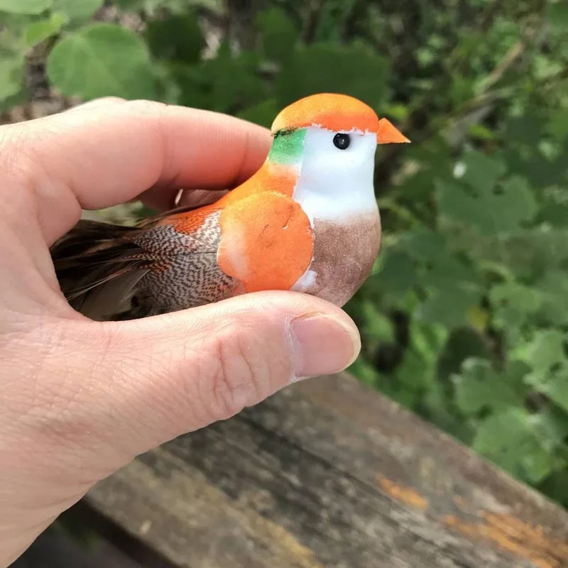 Искусственные поролоновые птицы в розовом оранжевом фиолетовом цвете