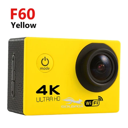 F60 Yellow GOLDFOX H9 стильная Экшн-камера Ultra HD 4K 30fps 16MP Wifi Спортивная Экшн-камера 170D 30m Go Pro Водонепроницаемая мини-камера DVR на шлем - Цвет: F60 Yellow