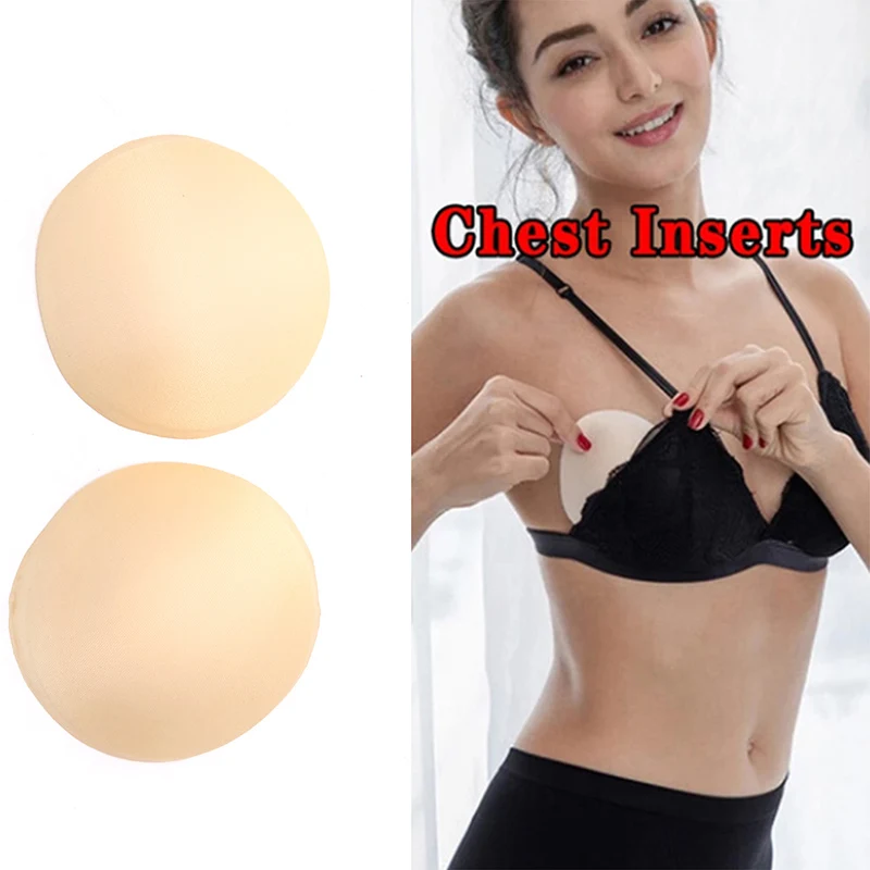 1pair Insert Round Shape Pads Breathable Removeable Chest Cup Pad Chest-wrapped Tube Top Round Underwear Insert Bra Accessories