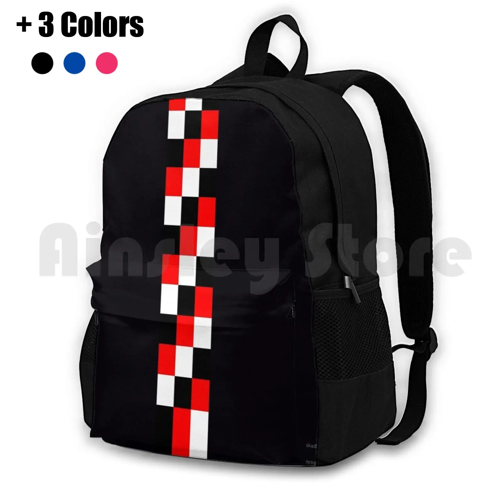 

60S Geometric Graphic Red Black And White Outdoor Hiking Backpack Riding Climbing Sports Bag Bauhaus Mod Mod Revival