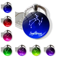 creative lucky art 12 constellation key chain two sided glass ball key chain jewelry pendant key chain exquisite gift wholesale