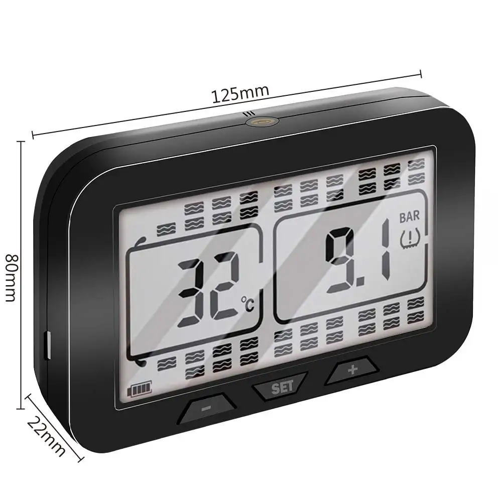 

LEEPEE 0-12bar Truck Bus Lorry Solar TPMS Tire Pressure Monitor System With 8 External Sensor Tyre Pressure Monitor LCD Display