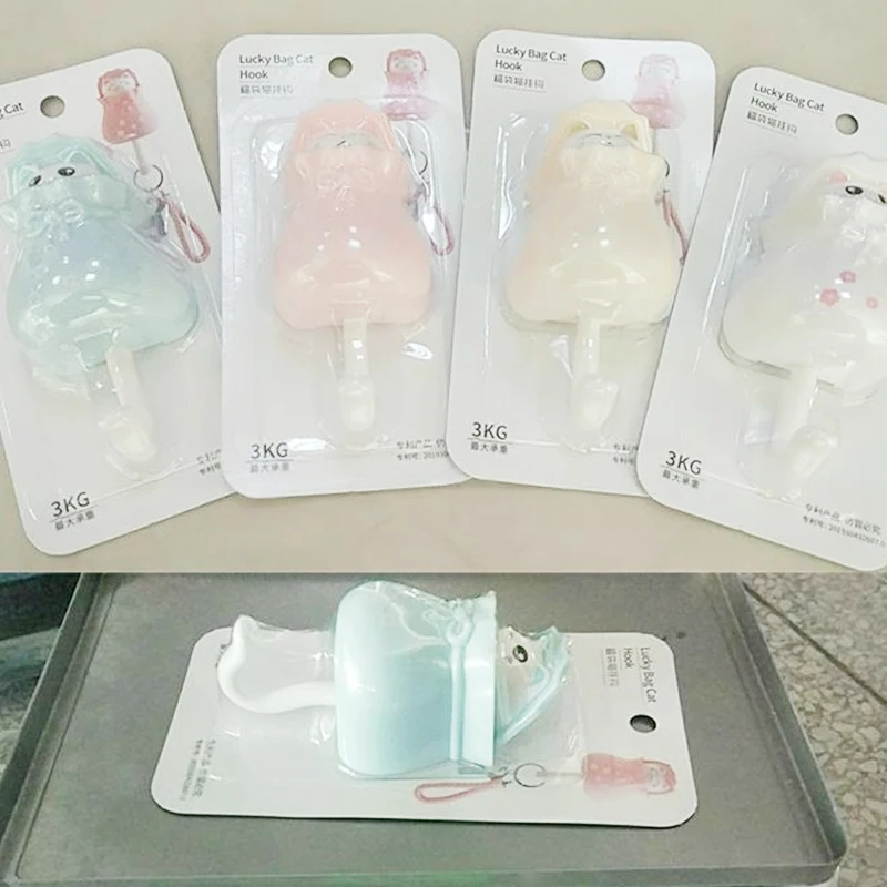

1Pcs Cute Cartoon Cat Key Holder Magnet Hook Sticker Home Decoration Hook Creative Hooks Sticker Kitchen Organizer