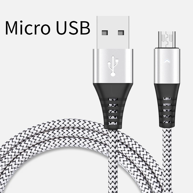 Silver HANNORD Micro USB кабель для быстрой зарядки 1,2 A Светодиодный индикатор 1,8/м данных Syn нейлоновый плетеный шнур для зарядки телефона Android - Цвет: Silver