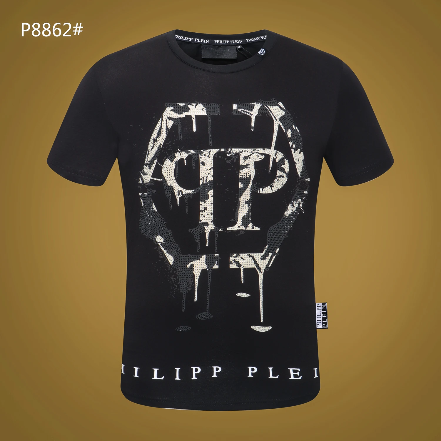 

High quality new style diamond men's fashion casual basic short-sleeved T-shirt men and women solid color T-shirt pure cotton me