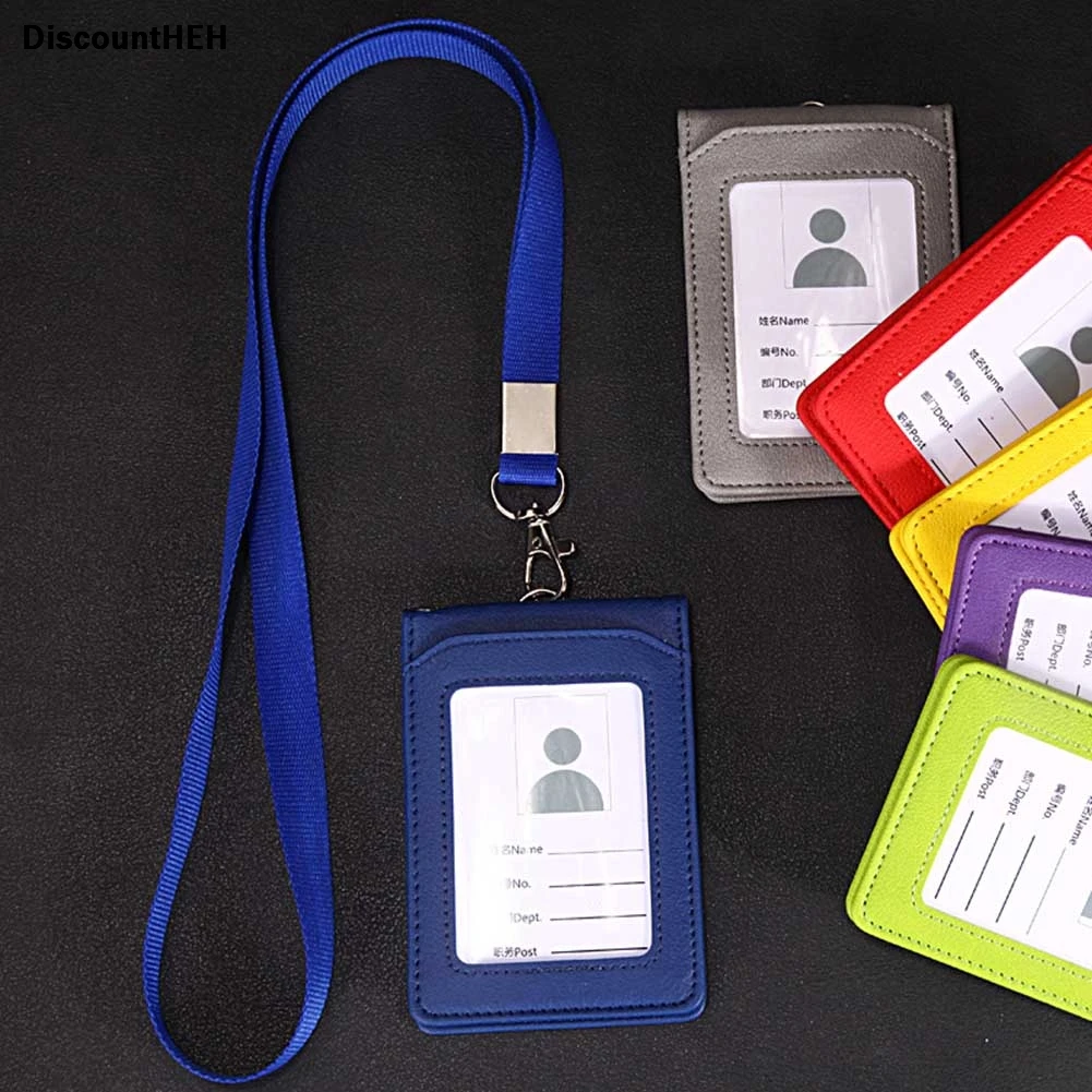 

ID Card Package High-grade PU Card Holder Staff Identification Card Neck Strap With Lanyard Badge Neck Strap Bus ID Holders