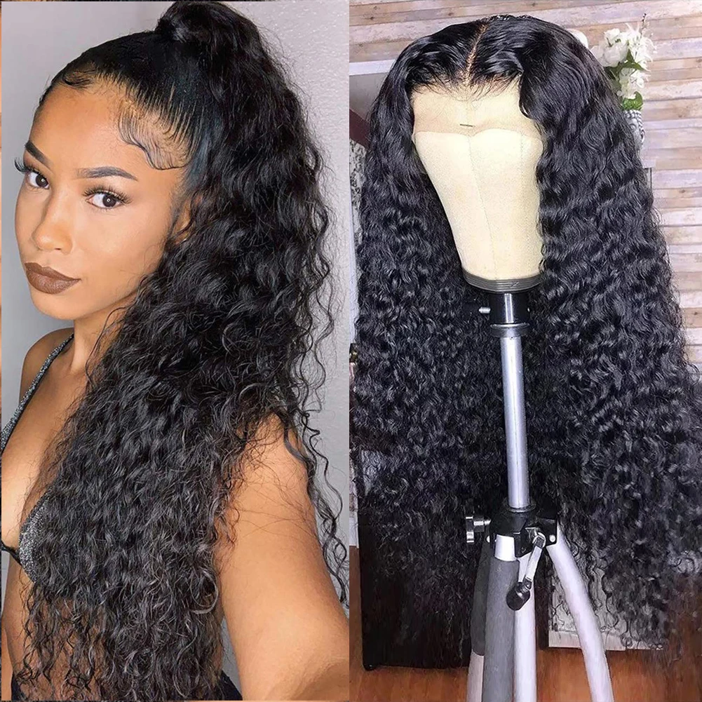 

AIMEYA Deep Wave Lace Front Human Hair Wigs Brazilian Hair Wigs 13x6 HD Lace Front Wig For Women Curly Wig Brazilian Hair Wig