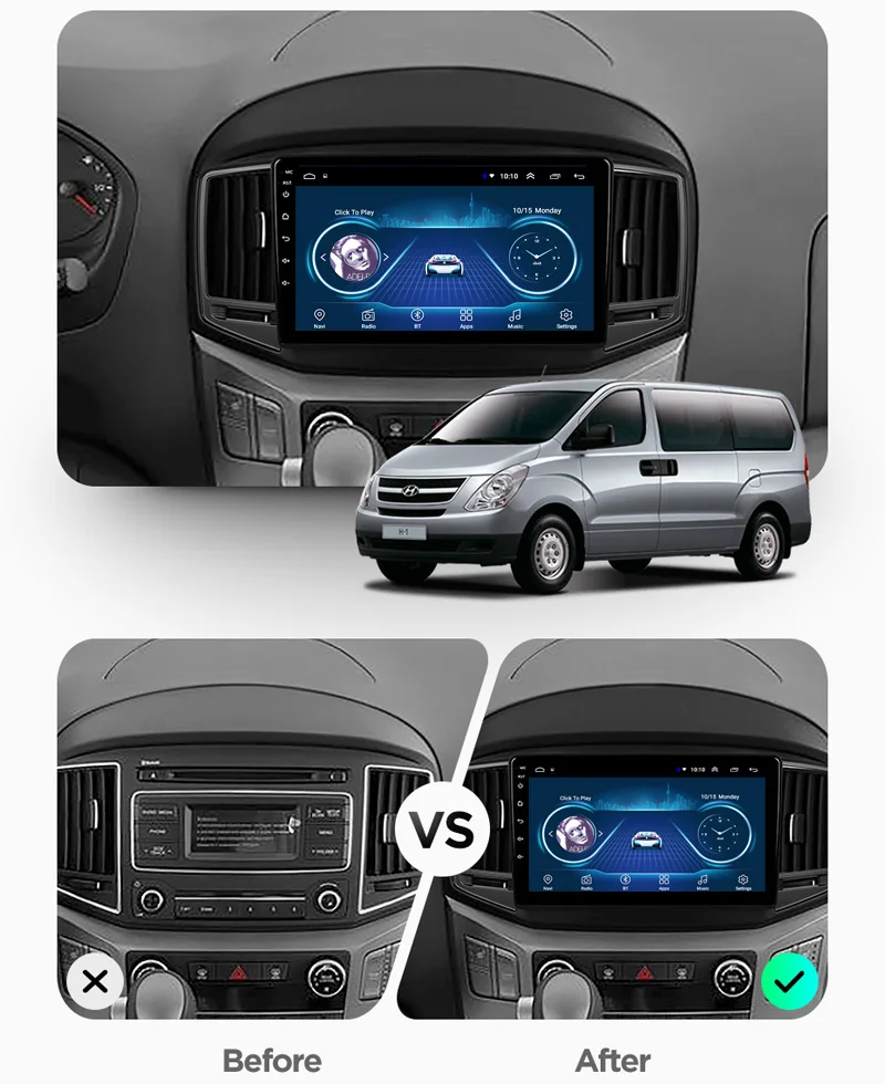 Для hyundai H1 2 Starex- Android навигация gps No 2 din Авторадио Мультимедиа видео плеер