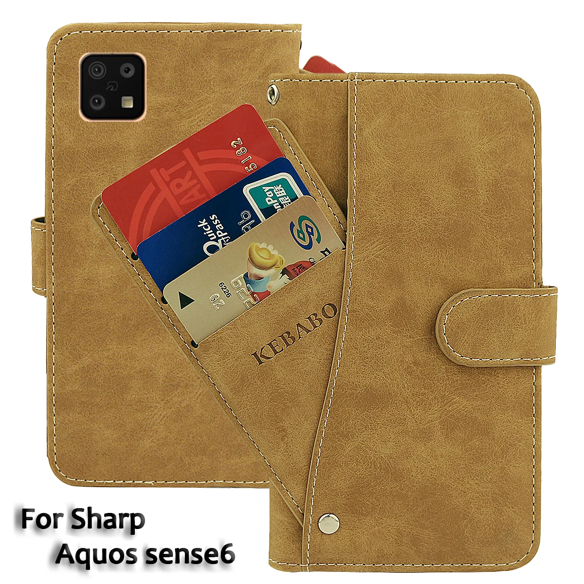 

Vintage Leather Wallet For Sharp Aquos sense6 Case 6.1" Flip Luxury Card Slots Cover Magnet Phone Protective Cases Bags
