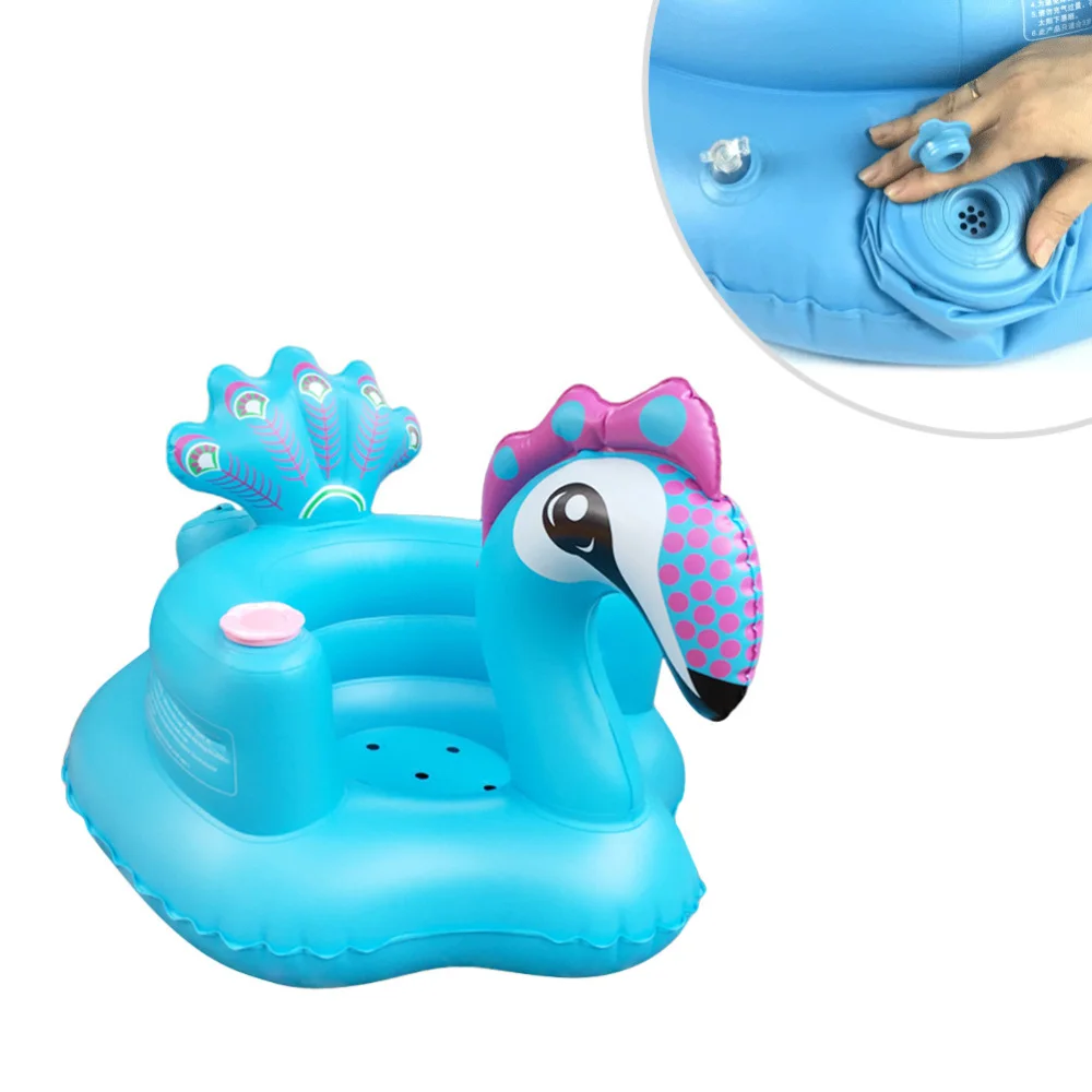 

Inflatable Sofa Seats Bath Stool Air-filled Blue Inflatable for Baby Infant Toddler Kids Playing Blue