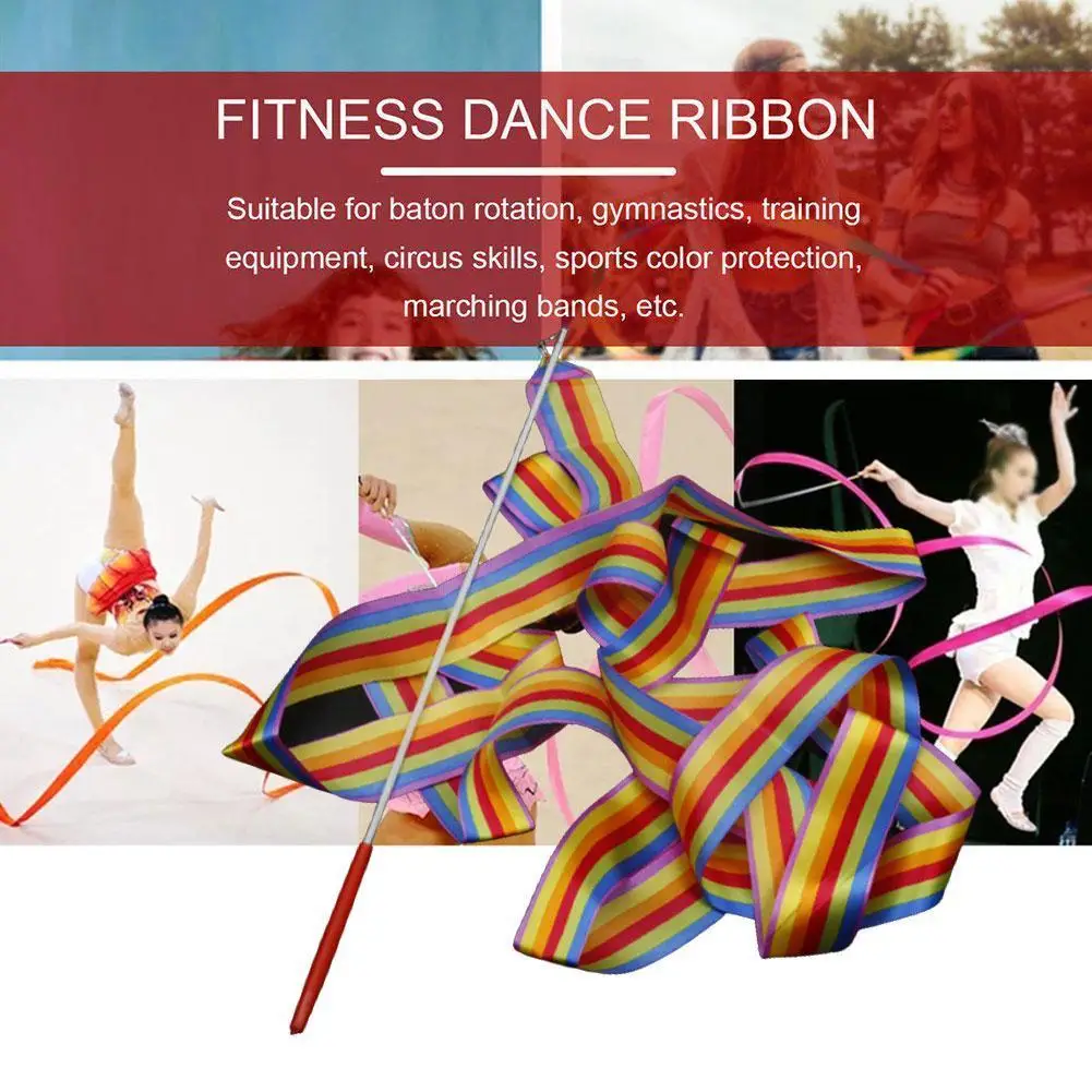 

1pcs Colorful Rhythmic Art Gymnastic Ballet Streamer Dance For Training Ribbon For Children Toys Satin Professional Quality V9F5