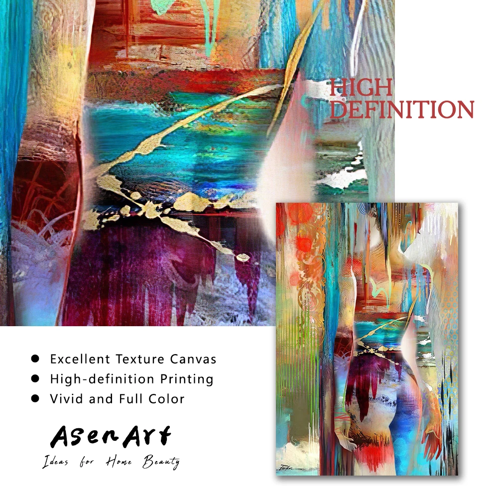 Sex Figure Women Oil Painting Print on Canvas Wall Art Abstract Poster Fashion Pictures for Living Room Bedroom Girls room Decor | Дом и сад