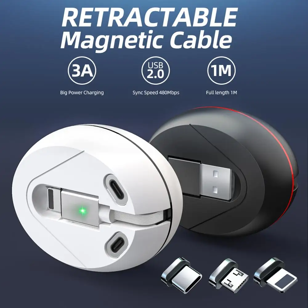Магнитный зарядный кабель FONKEN 3 в 1 шнур для телефона USB Тип C магнитный Micro