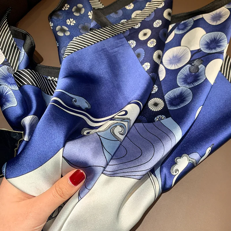

Luxury Spring and autumn new lady Square scarf Fashion sunscreen shawl women quality silk scarves tourism print Muslim headcloth