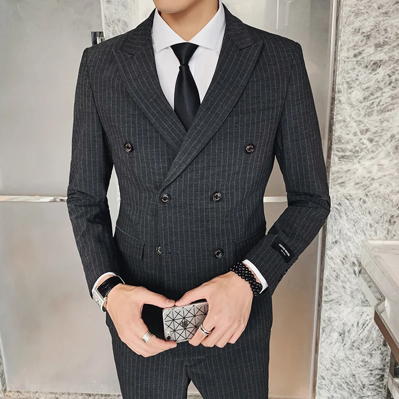 Новинка 2020 мужские модные облегающие костюмы в британском стиле из 2 предметов