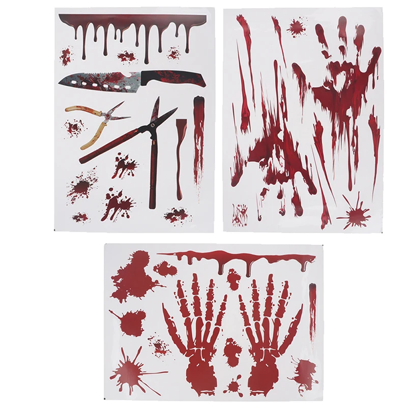 

Halloween Stickers Wall Window Refrigerator Decoration Party Supplies Horror Scary Halloween Props Accessories