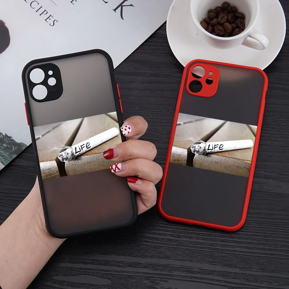 

Stressful Life Man Cigarette Pattern Matte Cover Phone Case for iPhone 11 12 13 Pro Max X XS XR 6 6s 7 8 Plus SE2 Mini