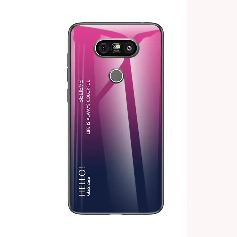 2 Чехол для телефона LG G8 G7 G6 G5 закаленное стекло противоударный чехол для LG G5 G6 G7 G8 градиентный цвет глянцевое стекло защитный чехол - Цвет: 2