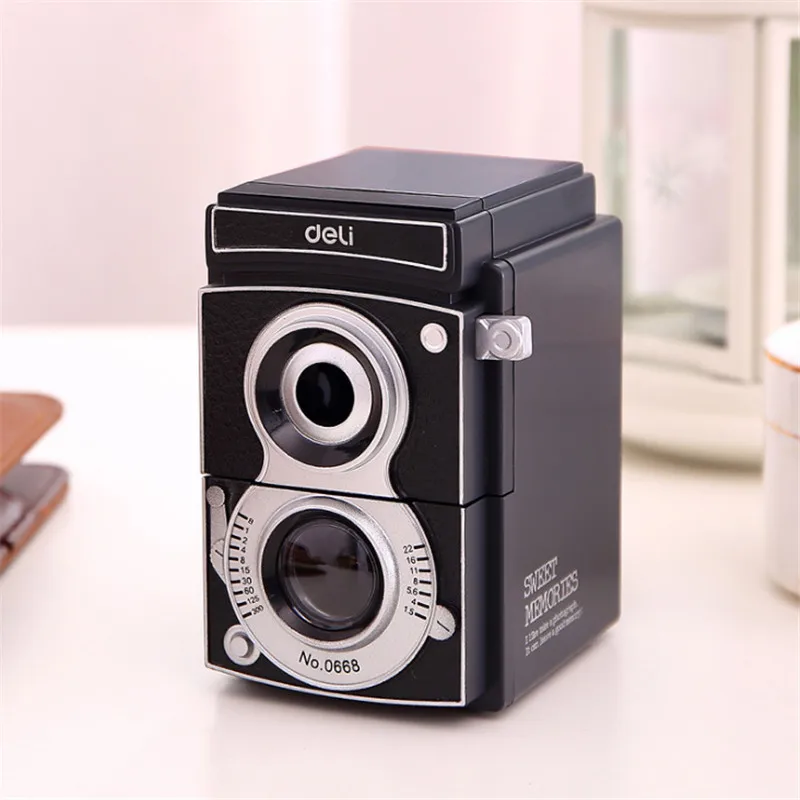 

Deli винтажная камера, черная точилка для карандашей для детей, подарок, креативная Высококачественная точилка для карандашей, Роскошные офи...