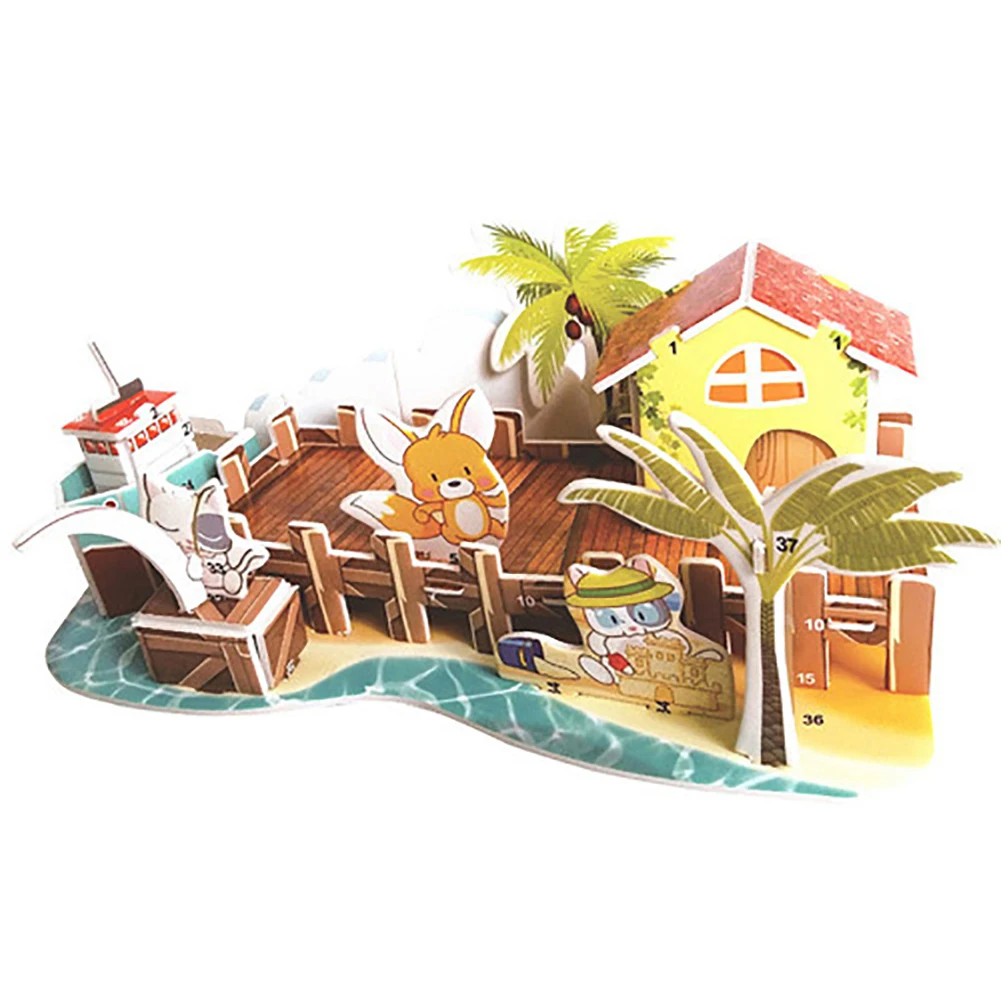 Kids 3D DIY Puzzle Toy Fruit Flower House Wharf Model Building Puzzles Intelligent Educational Toys for Children | Игрушки и хобби