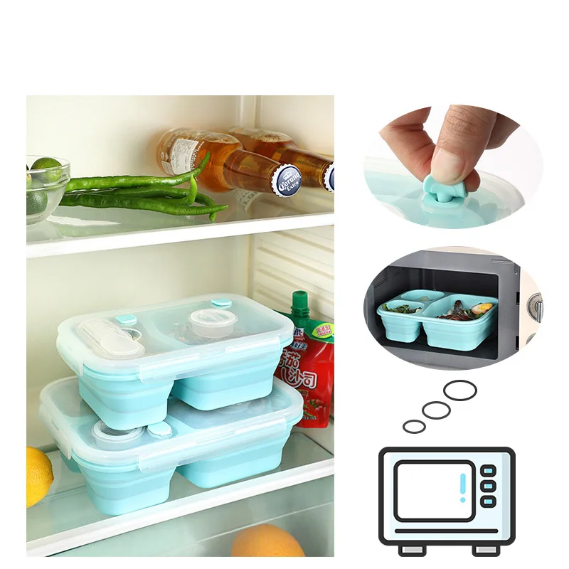 Уличный складной силиконовый Ланч-бокс контейнер для хранения пищевых продуктов