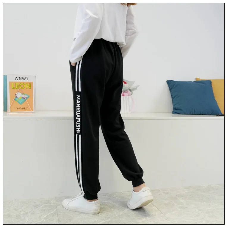 2021 весна осень размера плюс штаны для женщин свободного покроя в полоску с