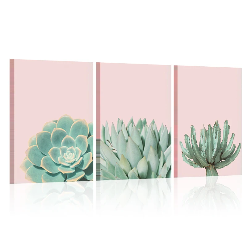 Розовый зеленый растение гостиная Пастельная стена искусство скандинавские