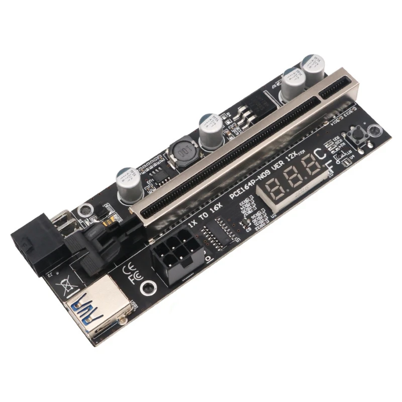 

67JA PCI-E PCIE PCI 1x to 16x Graphic Extension for GPU Mining Powered Temperature Riser Adapter Vedio Card USB3.0 Cable 6PIN