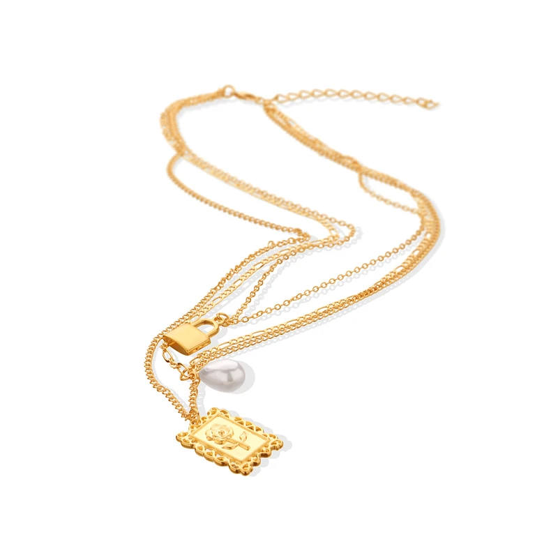 Женское многослойное ожерелье с жемчугом Bacolod в стиле панк Новое поступление