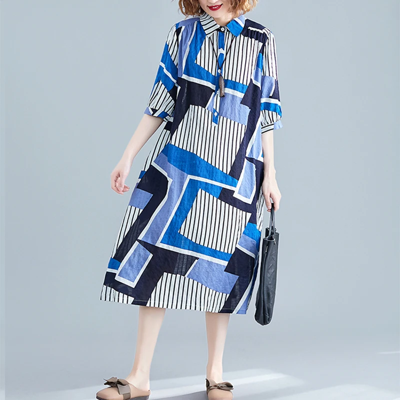 Женское платье-рубашка в полоску с поясом и коротким рукавом | Женская одежда