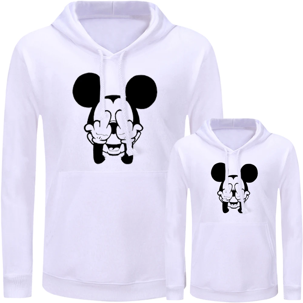 Одинаковые комплекты для семьи с рисунком мыши и панды толстовки папы мамы дочки
