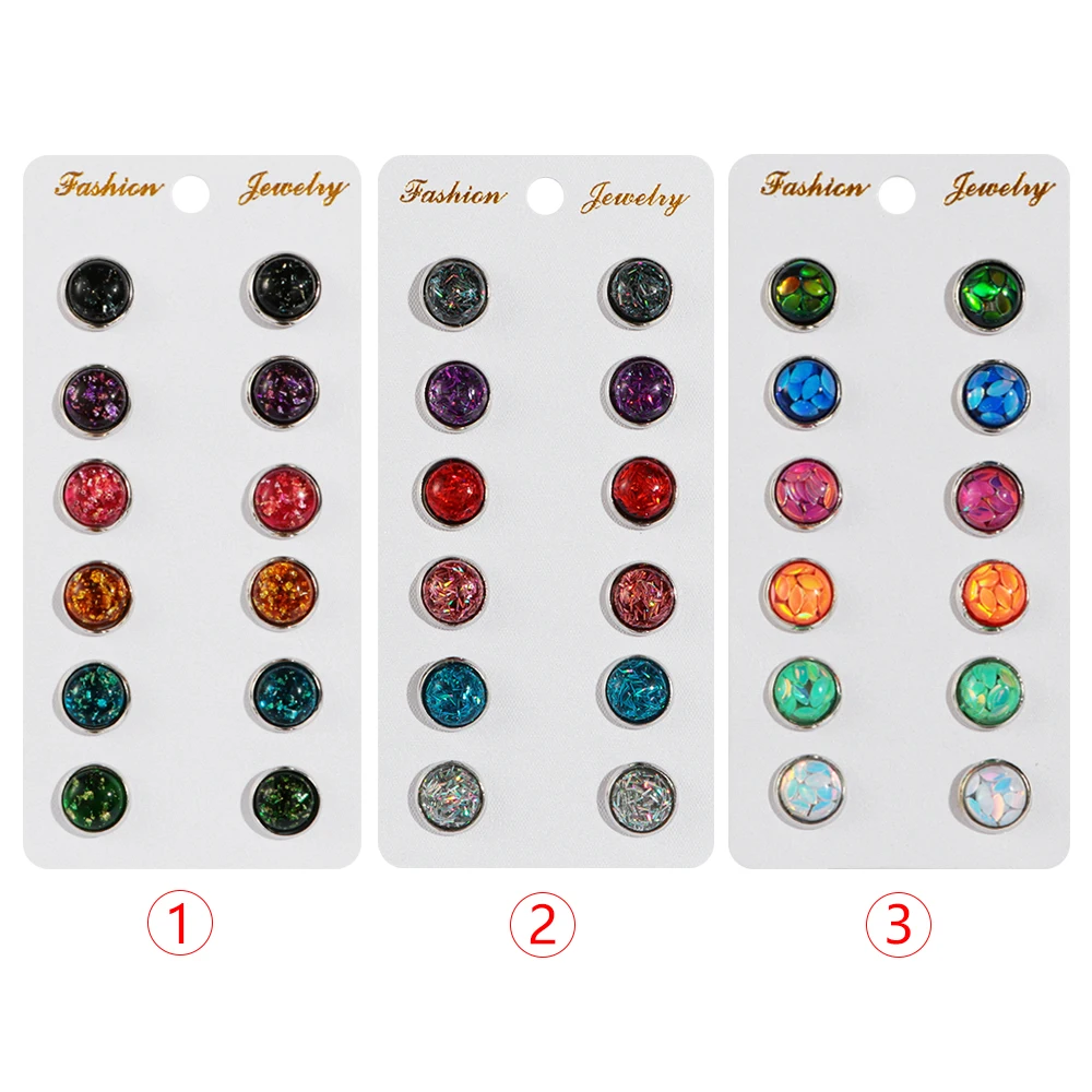 Женские серьги-гвоздики с опалом 6 пар | Украшения и аксессуары