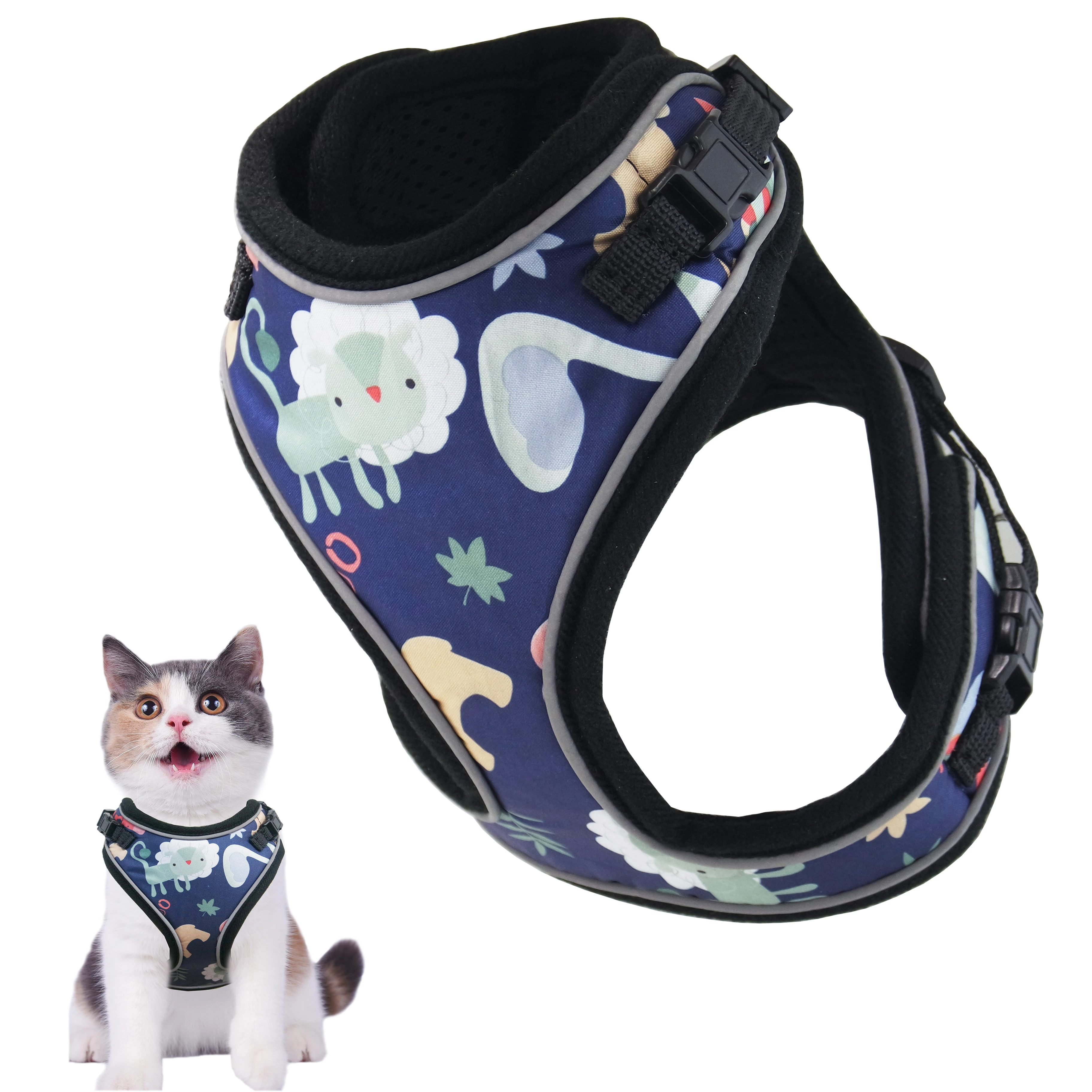 

Pet Cat Vest Adjustable Soft Mesh Collar For Kitten Medium Large Cat Harness For Walking Pets Anti-Escape Proof Cat Vest Harness