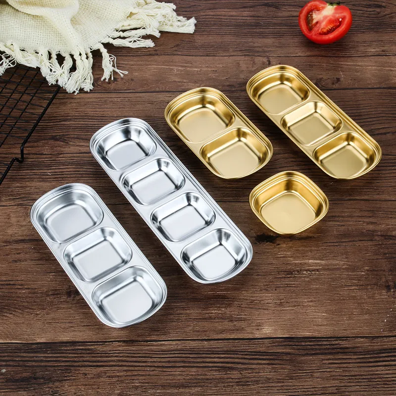 

SUS 304 Stainless Steel Pepper Roast Meat Sauce Dishes bowl Separate Sushi Vinegar Soy Plates Tableware Food Seasoning Tray