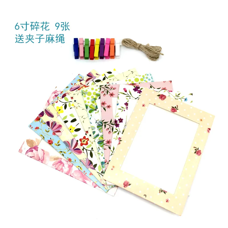 9pcs/set Photo Frame 6 Inch Creative Gift DIY Wall Hanging Paper Photo Frame Wall Picture Album
