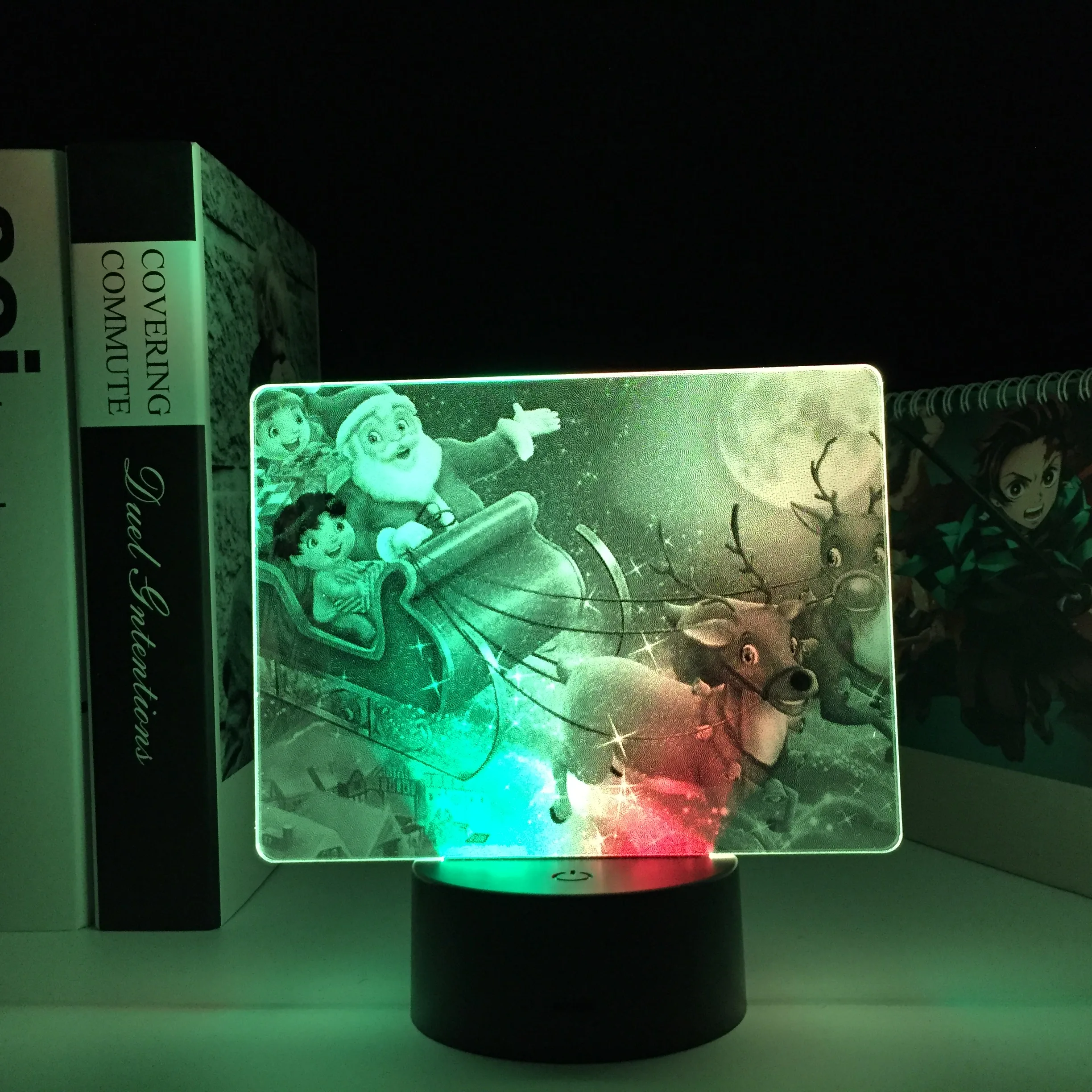 

Two Tone Santa Claus With Children 3D Lamp Christmas LED Night Light 7 Colors Decor Table Lamp Creative Craft Children Gifts