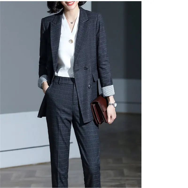 Женский офисный костюм HziriP стильные клетчатые блейзеры и элегантные тонкие